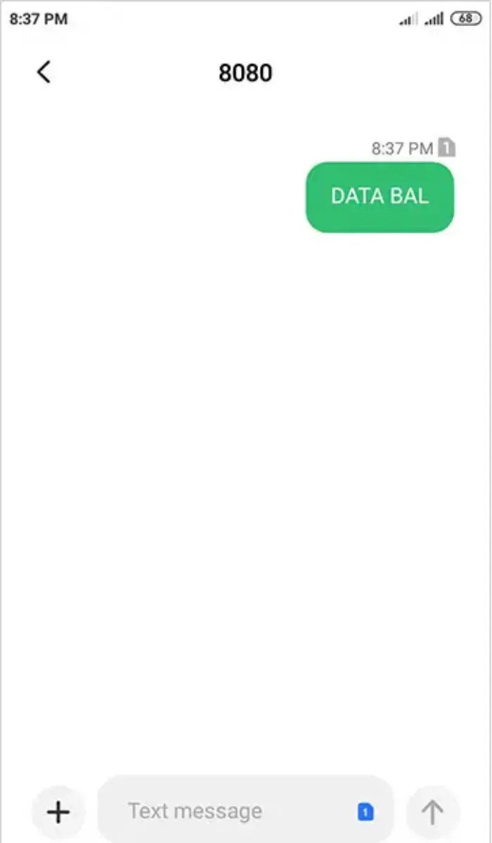 Text DATA BAL to 8080