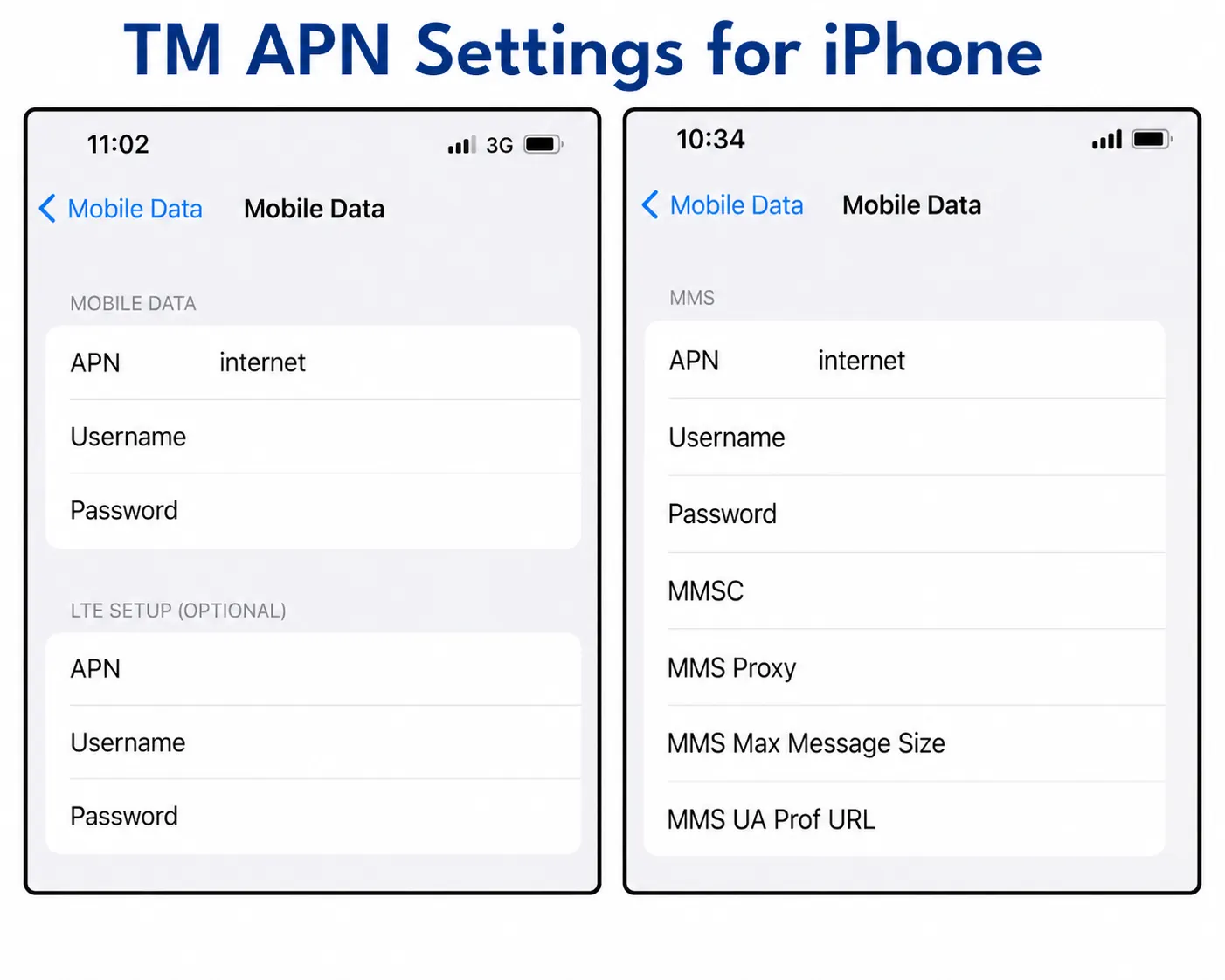 TM APN Settings for iPhone Configuration