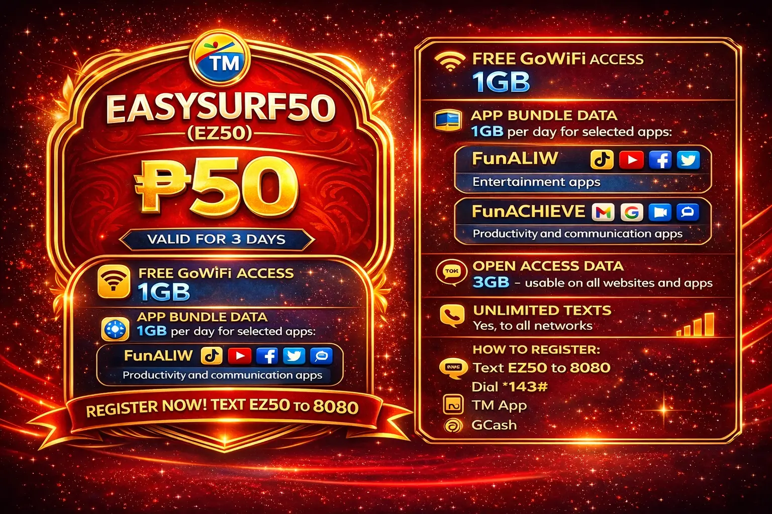TM EasySurf50 EZ50 Promo 3GB Data Package Philippines