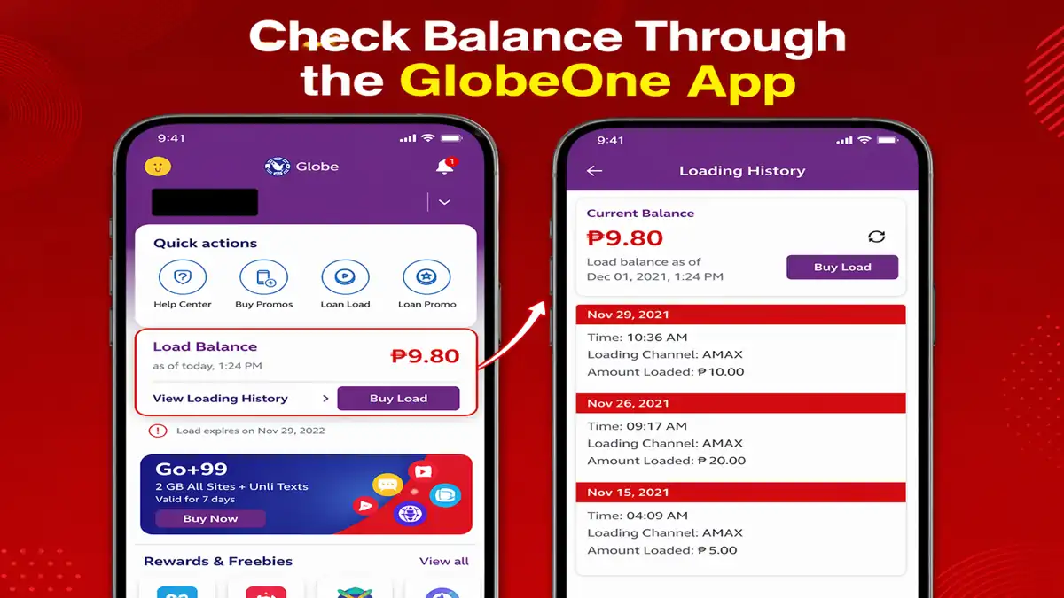 GlobeOne App TM Balance Check Interface